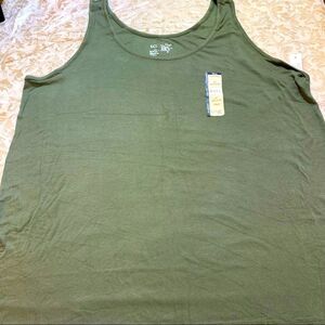 Terra & Sky Tank Top Olive Green Modal Rayon Fitted Soft Stretchy Sexy Sz 3X NWT